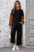 Color Block Pullover And Loose Wide Leg Pant Set