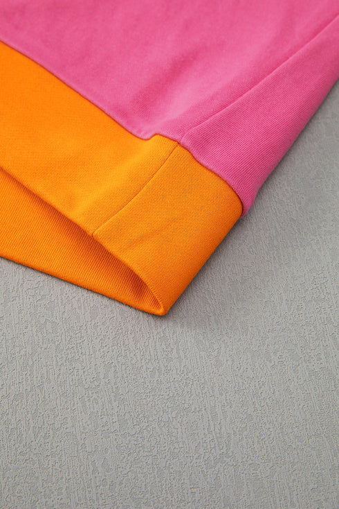 Color Block Pullover And Loose Wide Leg Pant Set