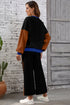 Color Block Pullover And Loose Wide Leg Pant Set