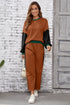 Color Block Pullover And Loose Wide Leg Pant Set