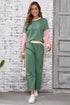 Color Block Pullover And Loose Wide Leg Pant Set