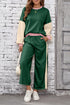 Color Block Pullover And Loose Wide Leg Pant Set