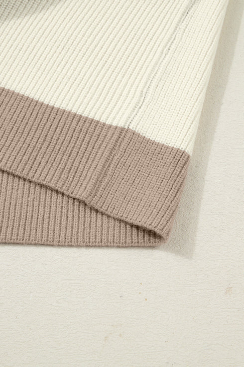 Color Block Raglan Sleeve Button Front Knit Cardigan