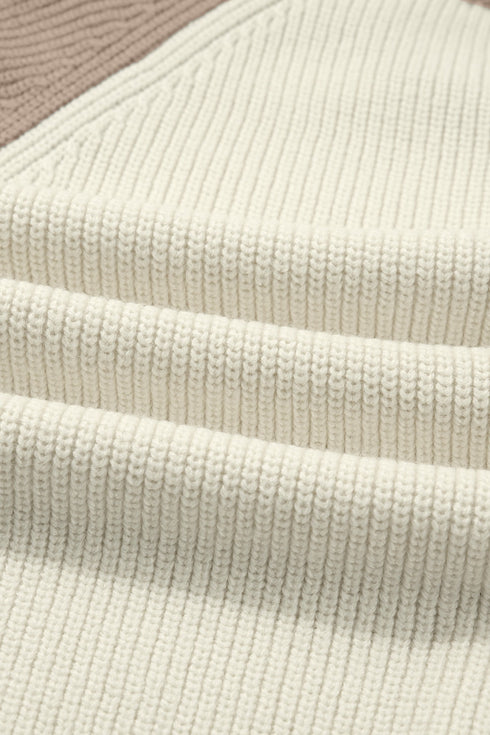 Color Block Raglan Sleeve Button Front Knit Cardigan