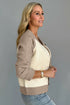 Color Block Raglan Sleeve Button Front Knit Cardigan