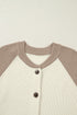 Color Block Raglan Sleeve Button Front Knit Cardigan