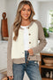 Color Block Raglan Sleeve Button Front Knit Cardigan