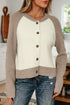Color Block Raglan Sleeve Button Front Knit Cardigan