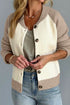 Color Block Raglan Sleeve Button Front Knit Cardigan