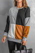 Color Block Round Neck Long Sleeves Pullover Sweatshirt