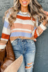 Color Block Stripe Drop Shoulder Crew Neck Sweater