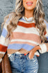 Color Block Stripe Drop Shoulder Crew Neck Sweater