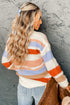 Color Block Stripe Drop Shoulder Crew Neck Sweater