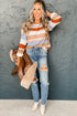 Color Block Stripe Drop Shoulder Crew Neck Sweater