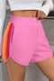 Color Block Stripes Elastic High Waist Active Shorts