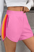 Color Block Stripes Elastic High Waist Active Shorts