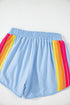Color Block Stripes Elastic High Waist Active Shorts
