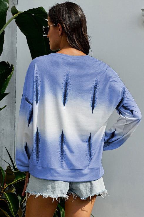 Color Block Tie Dye Pullover Sweatshirt