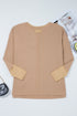 Color Block Waffle Textured Tunic Henley Top with Slits