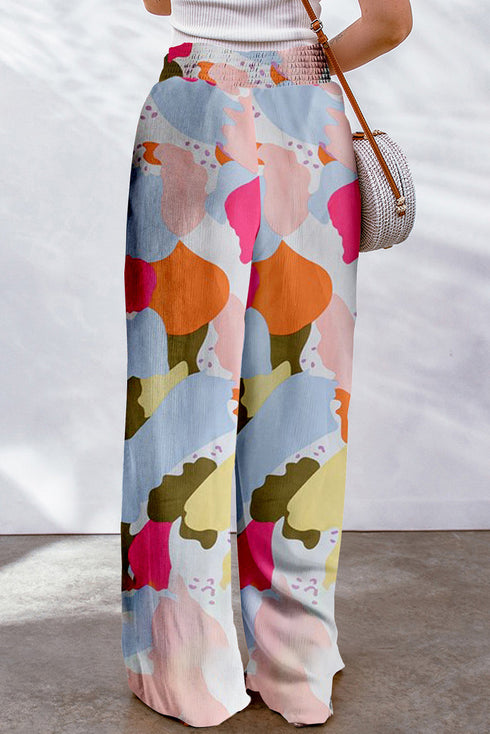 Color Palette Print Flowy Wide Leg Pants