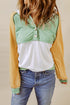 Colorblock Button Accent Pullover Hoodie