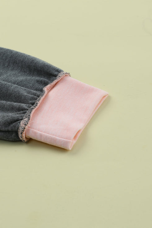 Colorblock Button Accent Pullover Hoodie