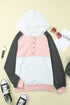 Colorblock Button Accent Pullover Hoodie