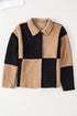Colorblock Checkered Sherpa Jacket