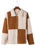 Colorblock Checkered Sherpa Jacket