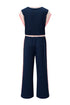 Colorblock Contrast Sleeve Wide Leg Lounge Pant Set
