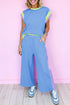 Colorblock Contrast Sleeve Wide Leg Lounge Pant Set