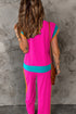 Colorblock Contrast Sleeve Wide Leg Lounge Pant Set