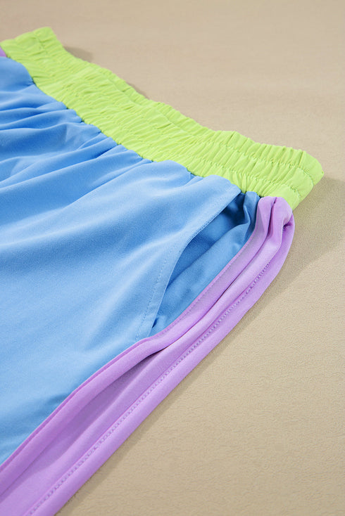 Colorblock Contrast Sleeve Wide Leg Lounge Pant Set