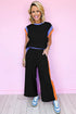 Colorblock Contrast Sleeve Wide Leg Lounge Pant Set