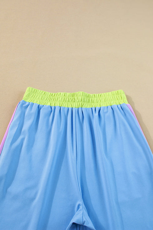 Colorblock Contrast Sleeve Wide Leg Lounge Pant Set