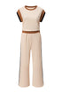 Colorblock Contrast Sleeve Wide Leg Lounge Pant Set