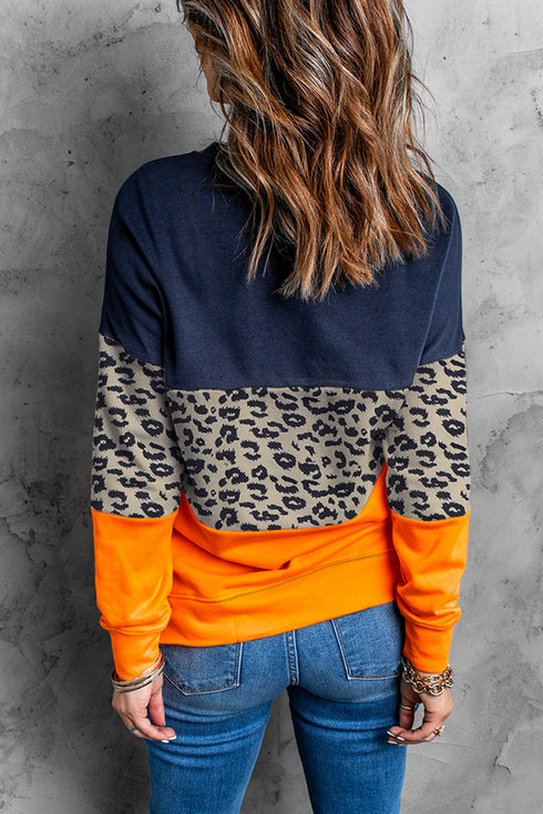 Colorblock Contrast Stitching Sweatshirt With Slits