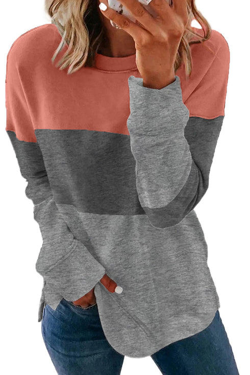 Colorblock Contrast Stitching Sweatshirt With Slits