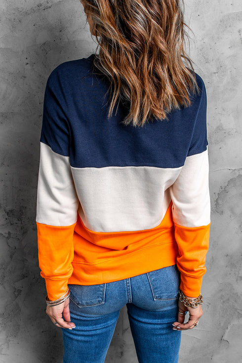 Colorblock Contrast Stitching Sweatshirt With Slits
