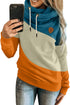 Colorblock Cowl Neck Pullover Hoodie