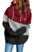 Colorblock Cowl Neck Pullover Hoodie