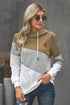 Colorblock Cowl Neck Pullover Hoodie