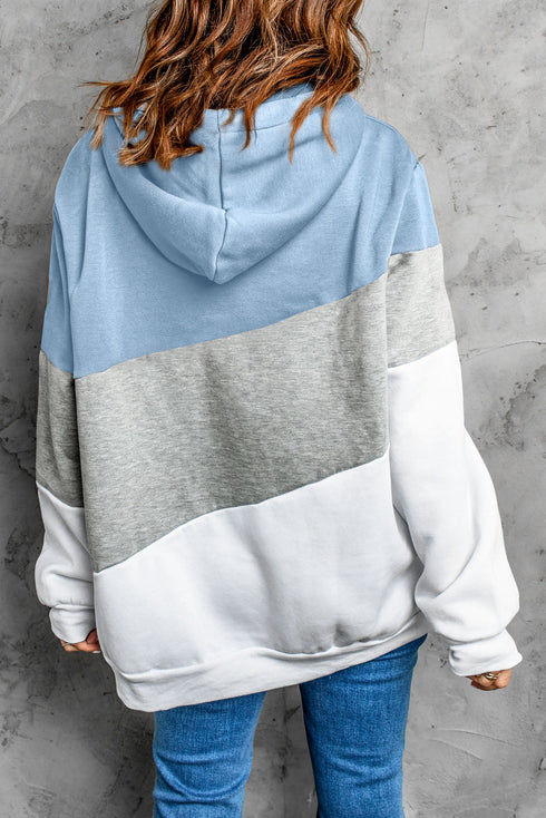 Colorblock Cowl Neck Pullover Hoodie