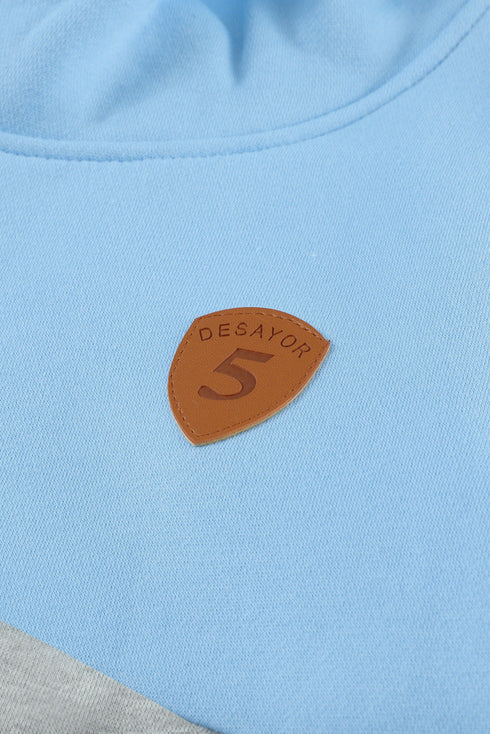 Colorblock Cowl Neck Pullover Hoodie