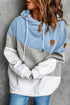 Colorblock Cowl Neck Pullover Hoodie