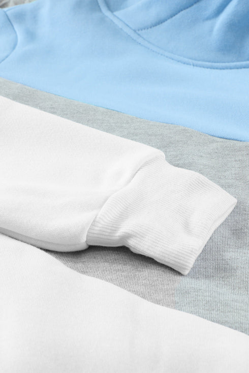 Colorblock Cowl Neck Pullover Hoodie