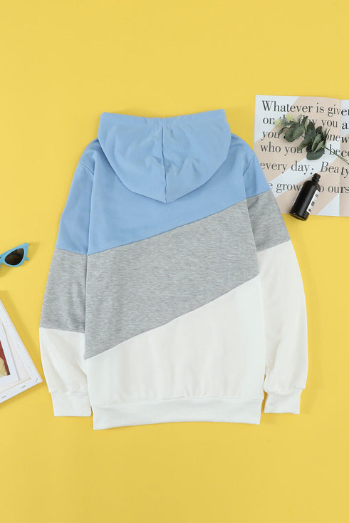 Colorblock Cowl Neck Pullover Hoodie