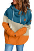 Colorblock Cowl Neck Pullover Hoodie