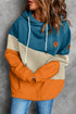 Colorblock Cowl Neck Pullover Hoodie
