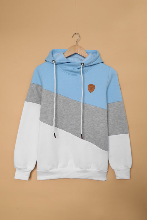 Colorblock Cowl Neck Pullover Hoodie